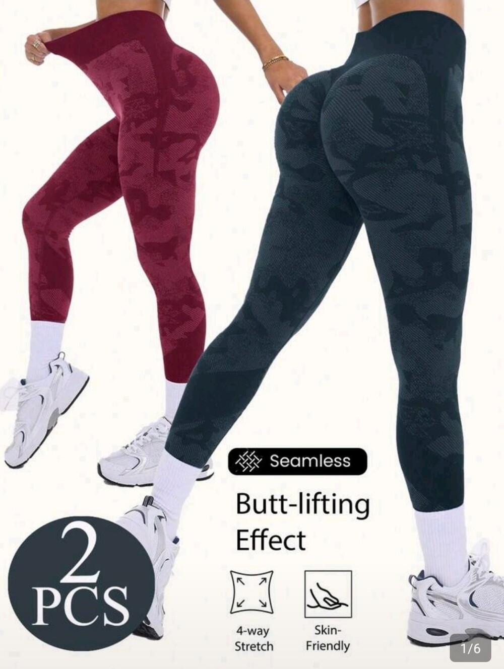 SHEIN Kids Butt-Lifting Seamless Leggings in Red & Black